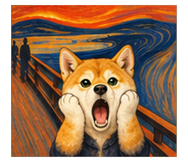 叫び風の柴犬