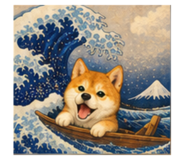 大波に驚く柴犬